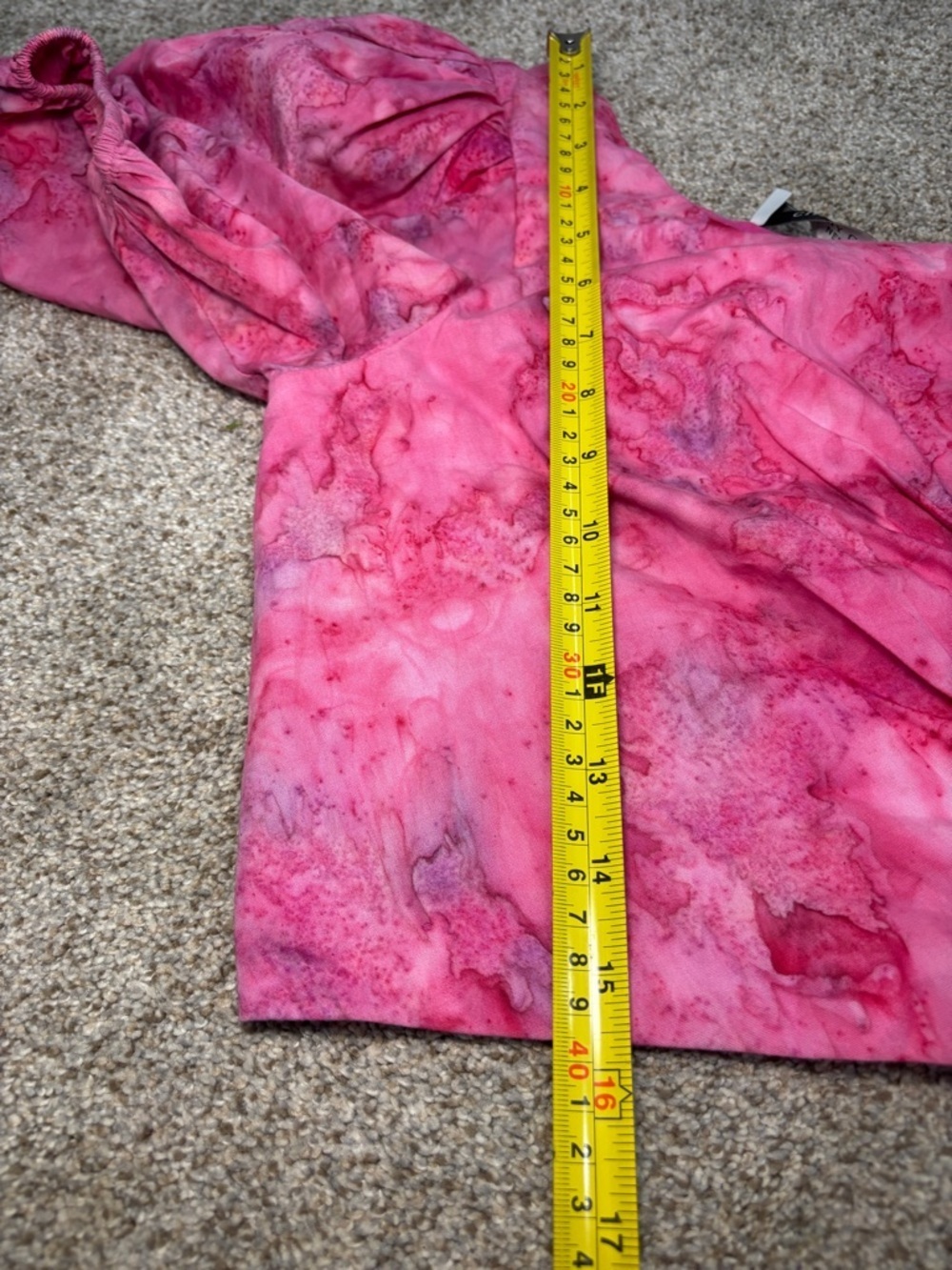 NWT Cindy Castro Simone One Shoulder Puff Sleeve Sash Top pink tie-dye 4
. - Picture 4 of 12